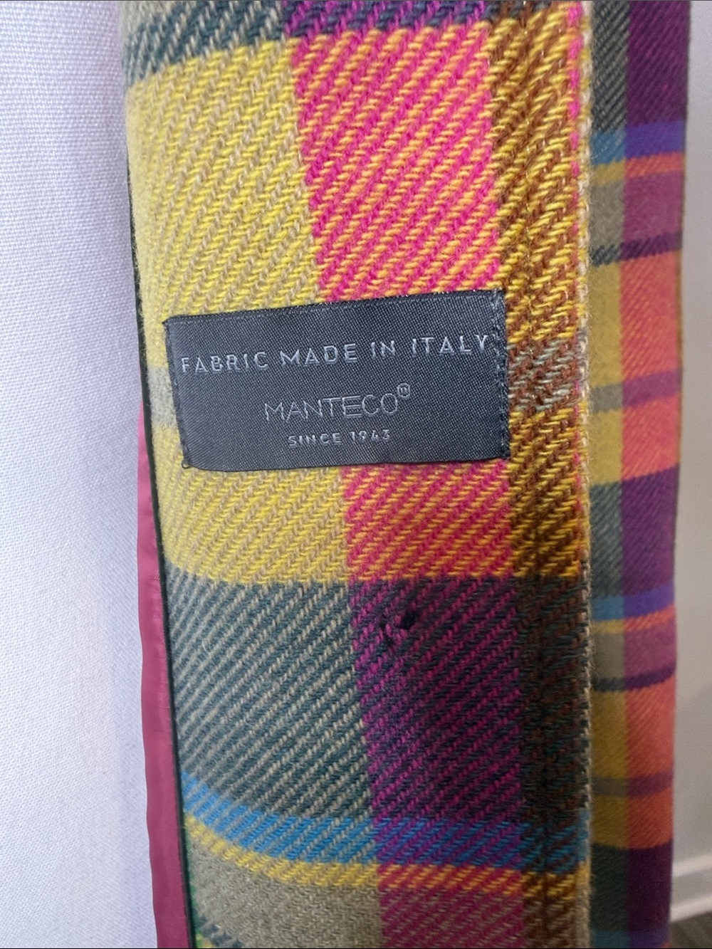 Boden Multi-Color Plaid Button Front Jacket Wool Made In Italy Size 16 - Picture 9 of 13